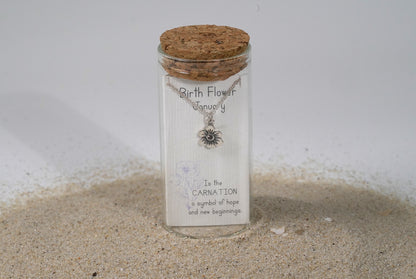 925 Sterling Silver January Birth Flower Necklace with Swarovski Crystal