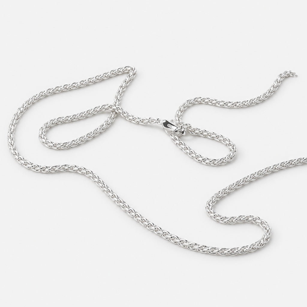 925 Sterling Silver Knitted Style Chain Necklace