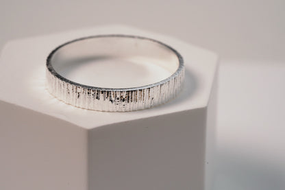 925 Sterling Silver Line Textured Ring