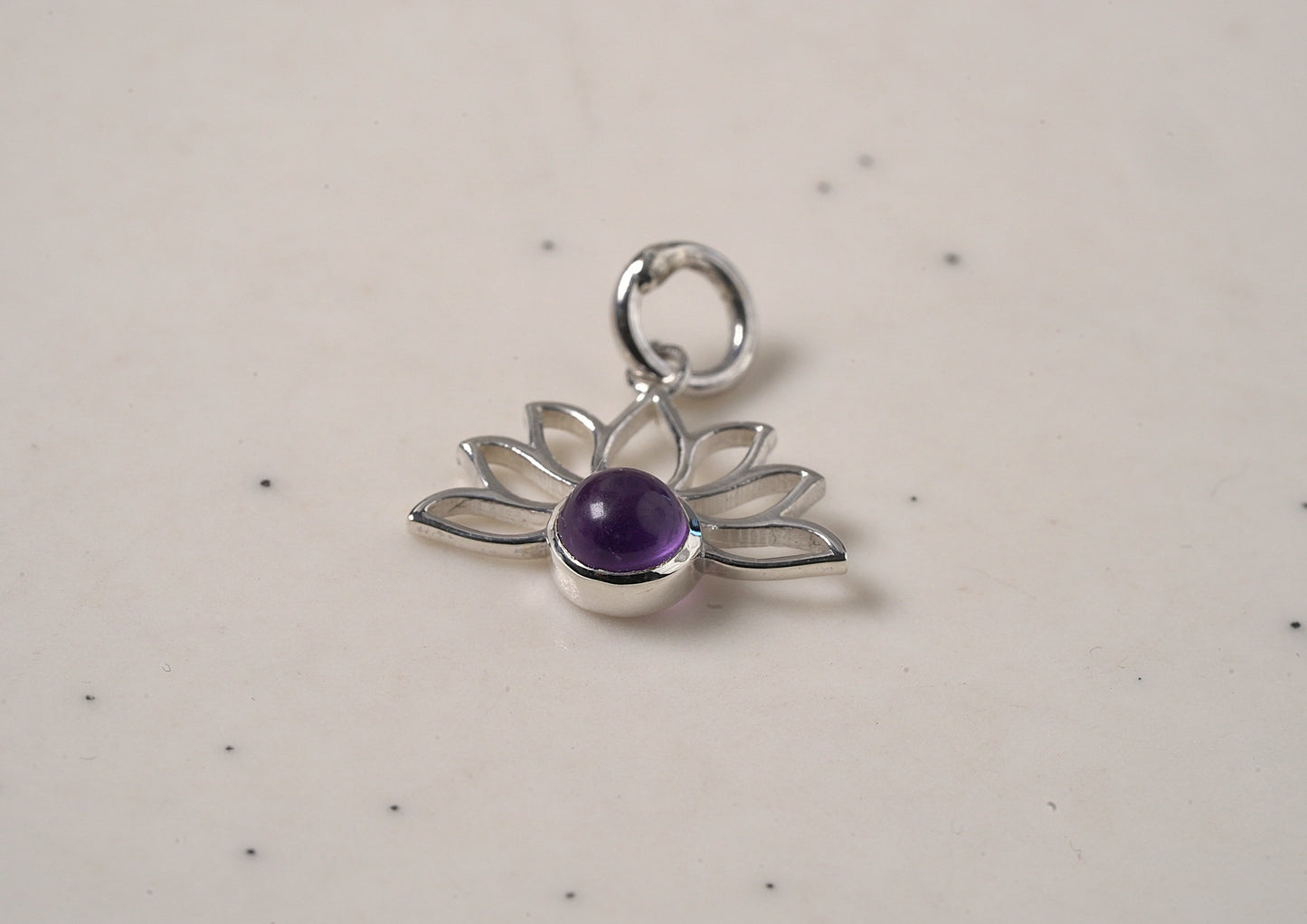 925 Sterling Silver Lotus Pendant with Natural Amethyst Stone