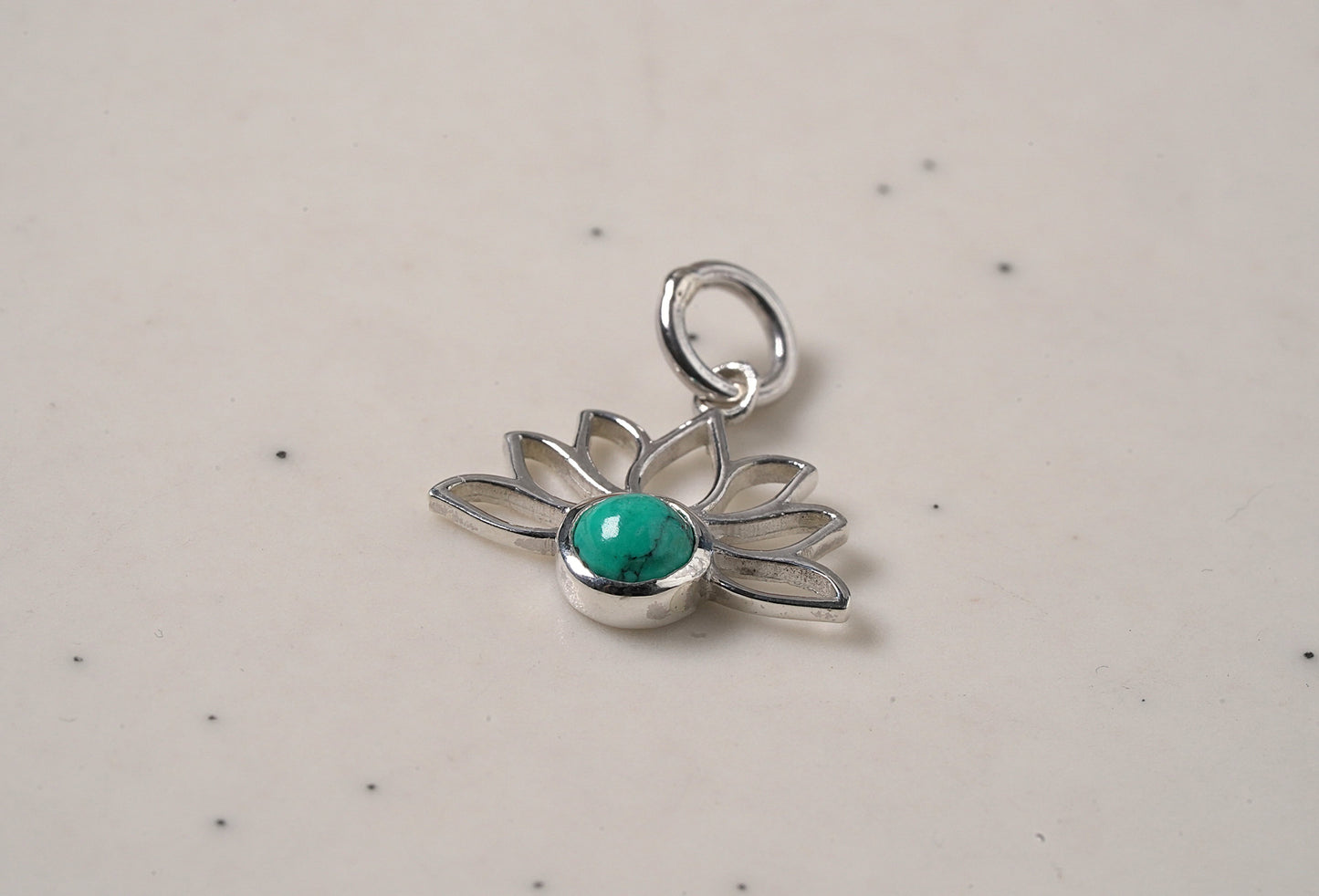 925 Sterling Silver Lotus Pendant with Natural Turquoise Stone