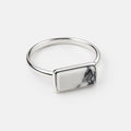 925 Sterling Silver Marble Gemstone Rectangle Ring