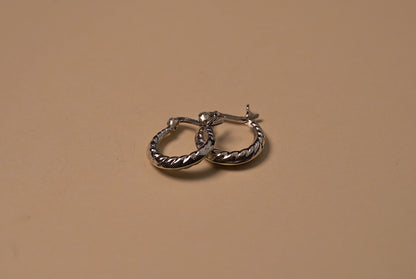925 Sterling Silver Mini Textured Huggie Hoop Earrings