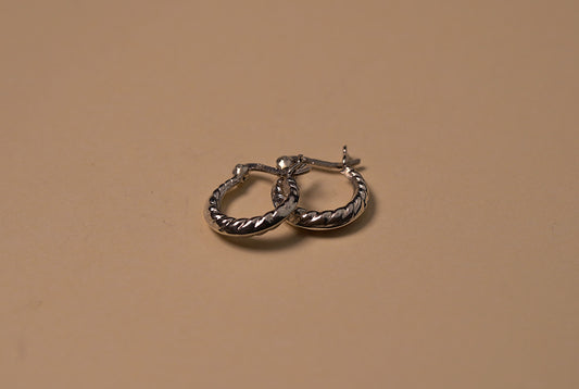 925 Sterling Silver Mini Textured Huggie Hoop Earrings