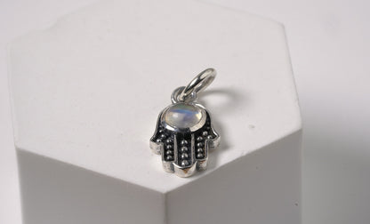 925 Sterling Silver Moonstone Hamsa Pendant