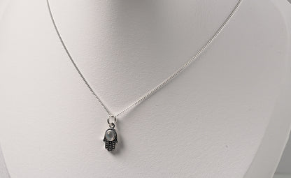925 Sterling Silver Moonstone Hamsa Pendant On Chain Necklace