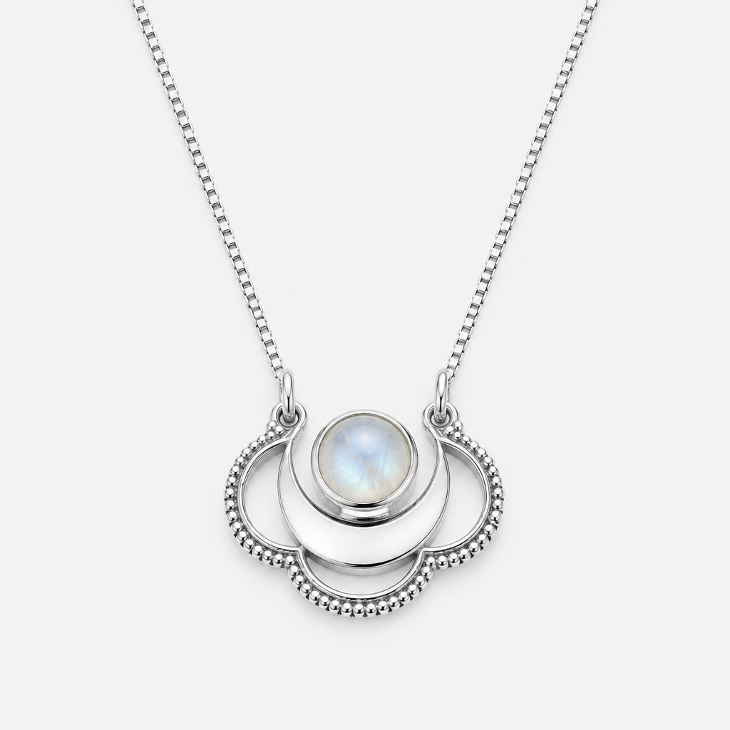 925 Sterling Silver Moonstone Pendant Necklace with Chain