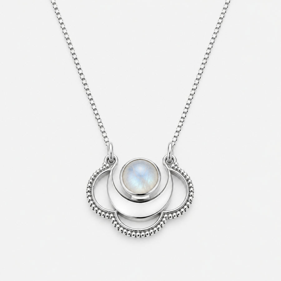 925 Sterling Silver Moonstone Pendant Necklace with Chain