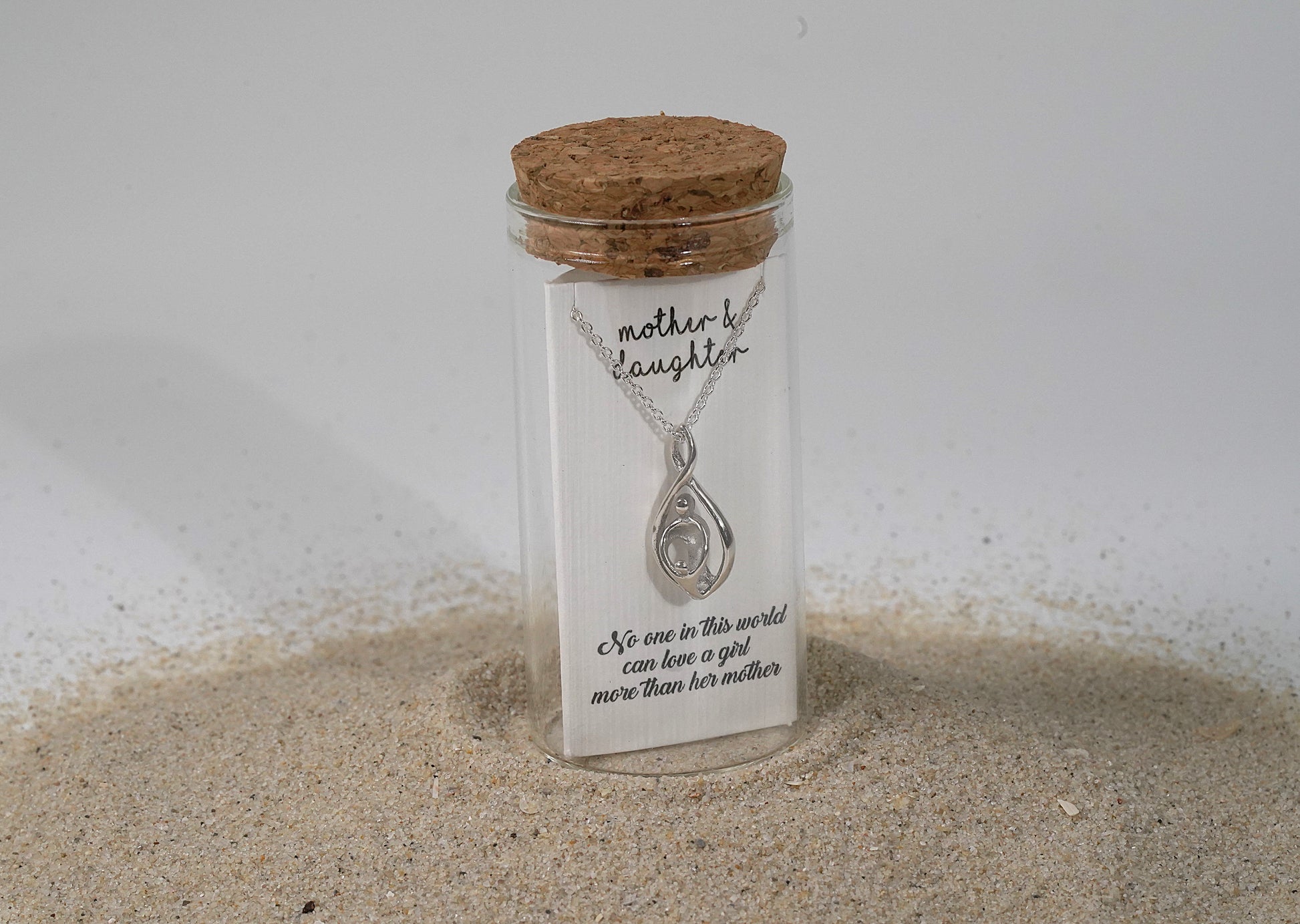 925 Sterling Silver Mother & Daughter Abstract Necklace