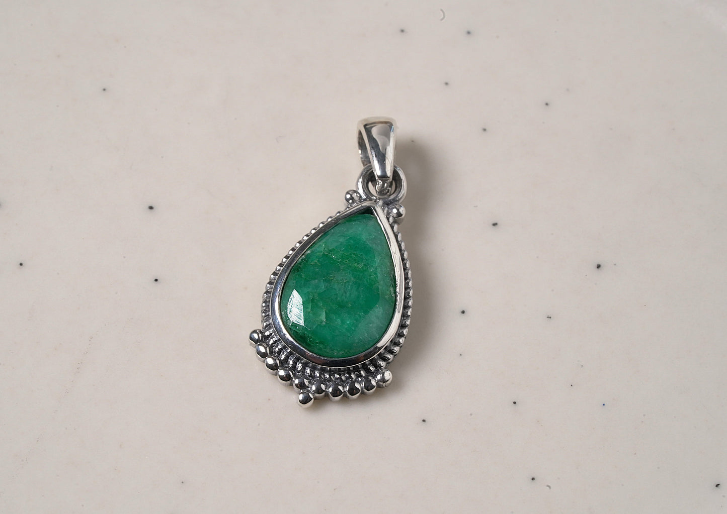 925 Sterling Silver Natural Aventurine Drop Shaped Pendant