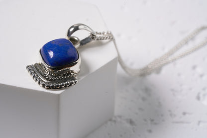 925 Sterling Silver Natural Blue Lapis Pendant
