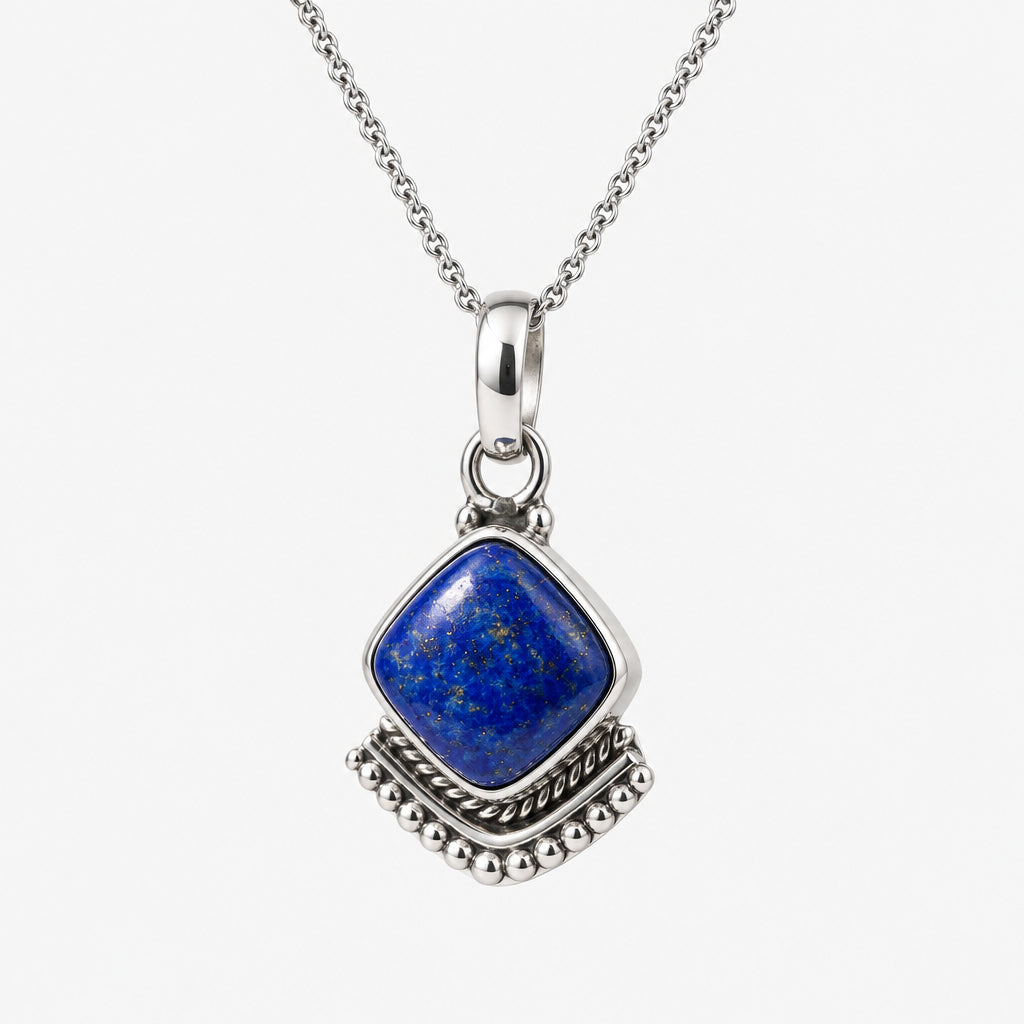 925 Sterling Silver Natural Lapis Stone Pendant