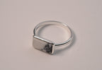 925 Sterling Silver Natural Marble Gemstone Rectangle Ring