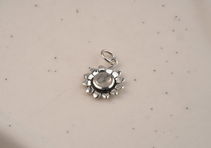 925 Sterling Silver Natural Moonstone Flower Pendant