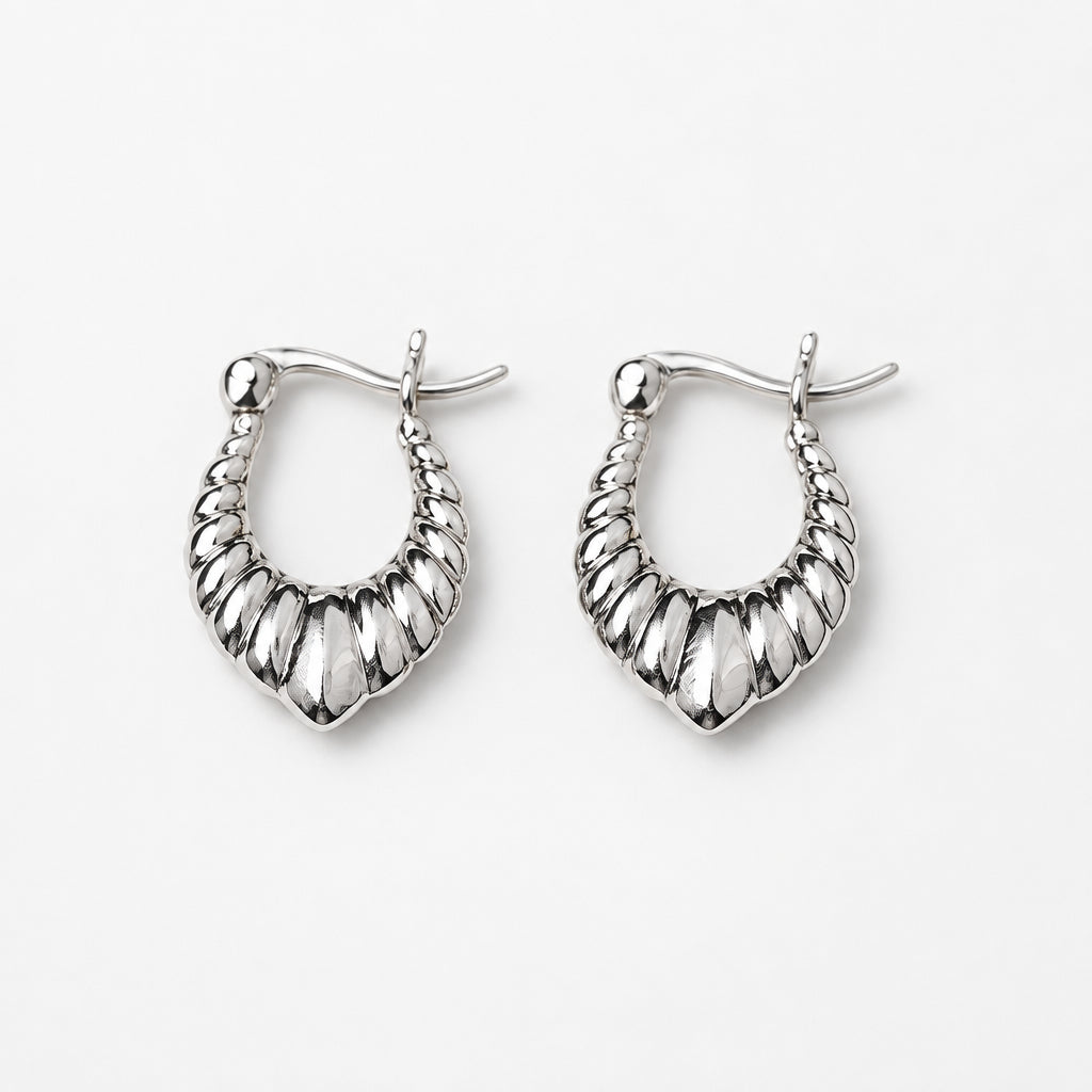 925 Sterling Silver Patterned Mini Drop Hoop Earrings