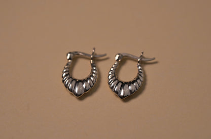 925 Sterling Silver Patterned Mini Drop Hoop Earrings