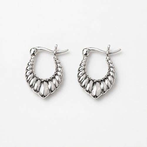 925 Sterling Silver Patterned Mini Drop Hoop Earrings