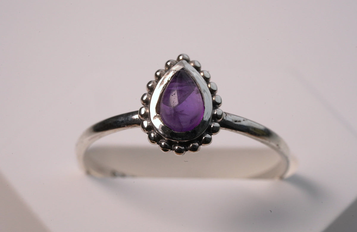 925 Sterling Silver Petite Amethyst Ring