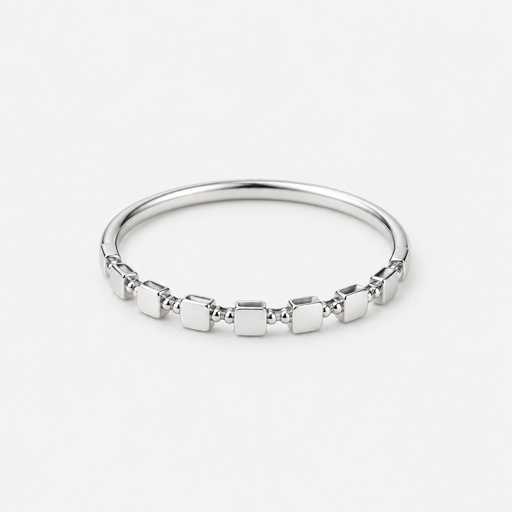 925 Sterling Silver Petite Stacking Ring with Square Detailing