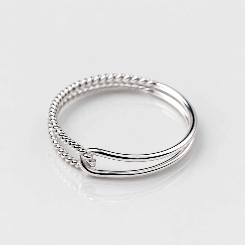 925 Sterling Silver Twisted and Wire Ring