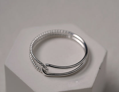925 Sterling Silver Twisted and Wire Ring