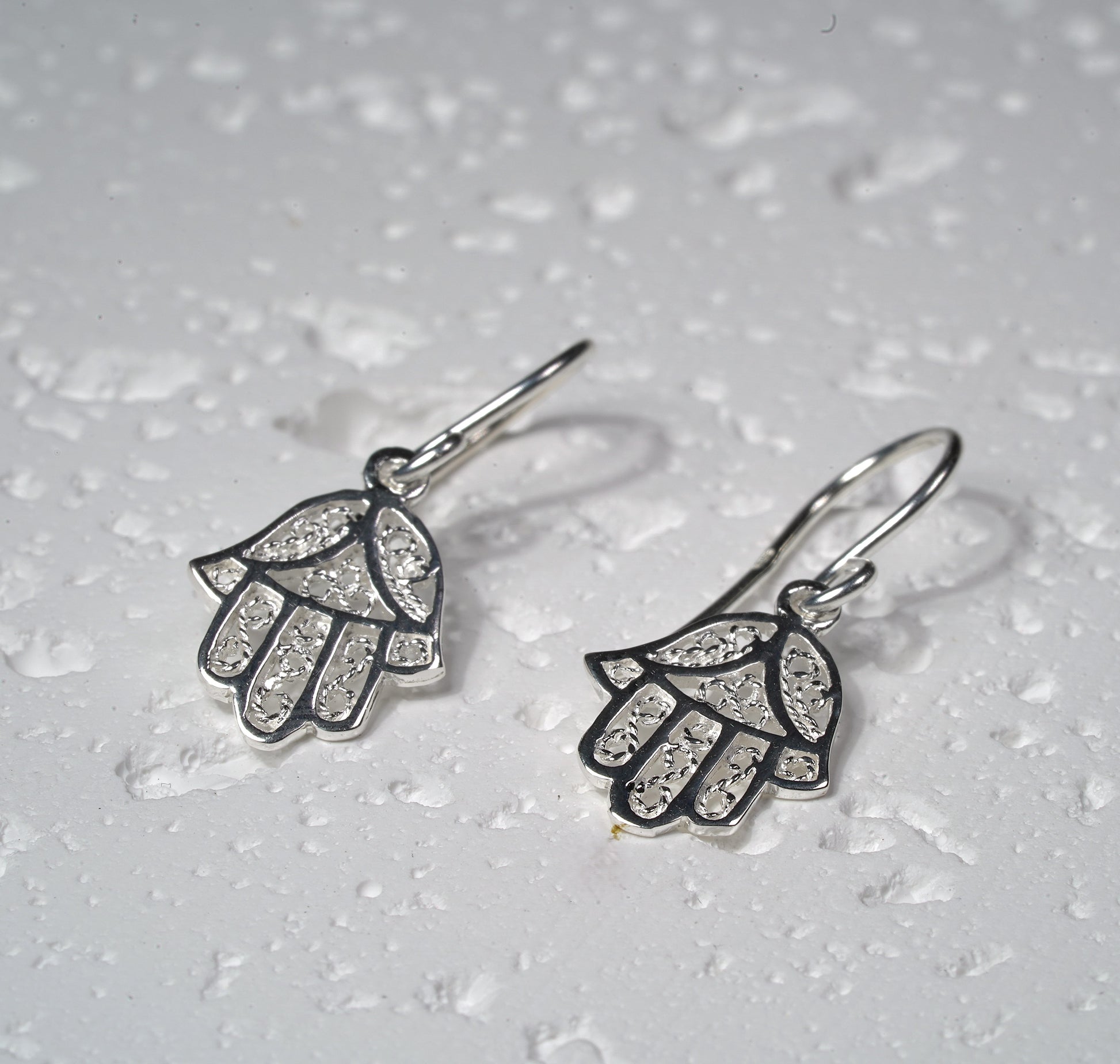 925 Sterling Silver Hamsa Earring with Protective Symbol