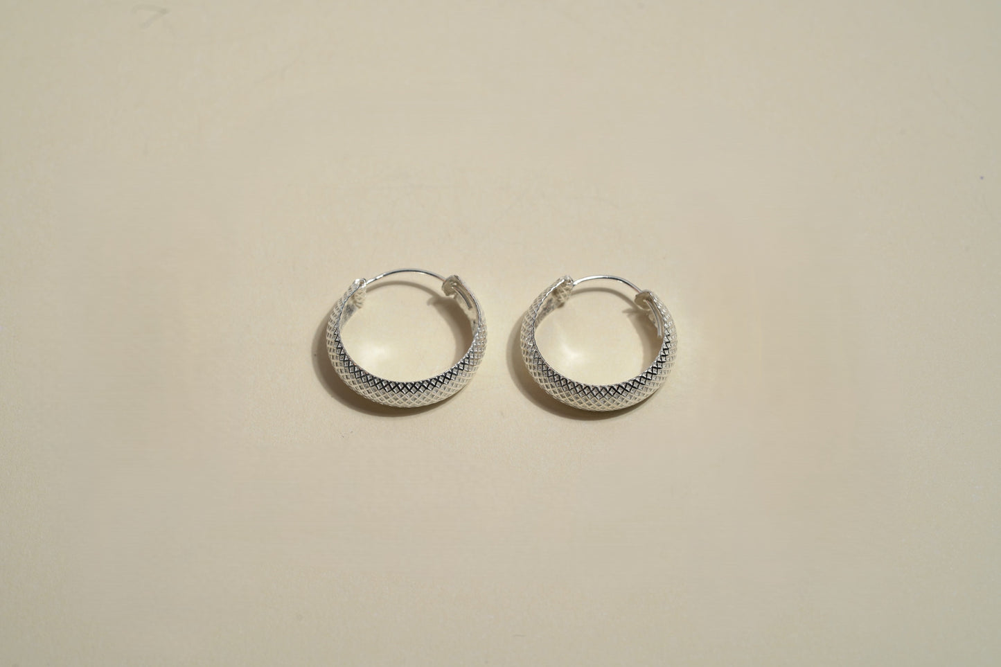 Silver Textured Hoop Earring - Griha Threads & Treasure