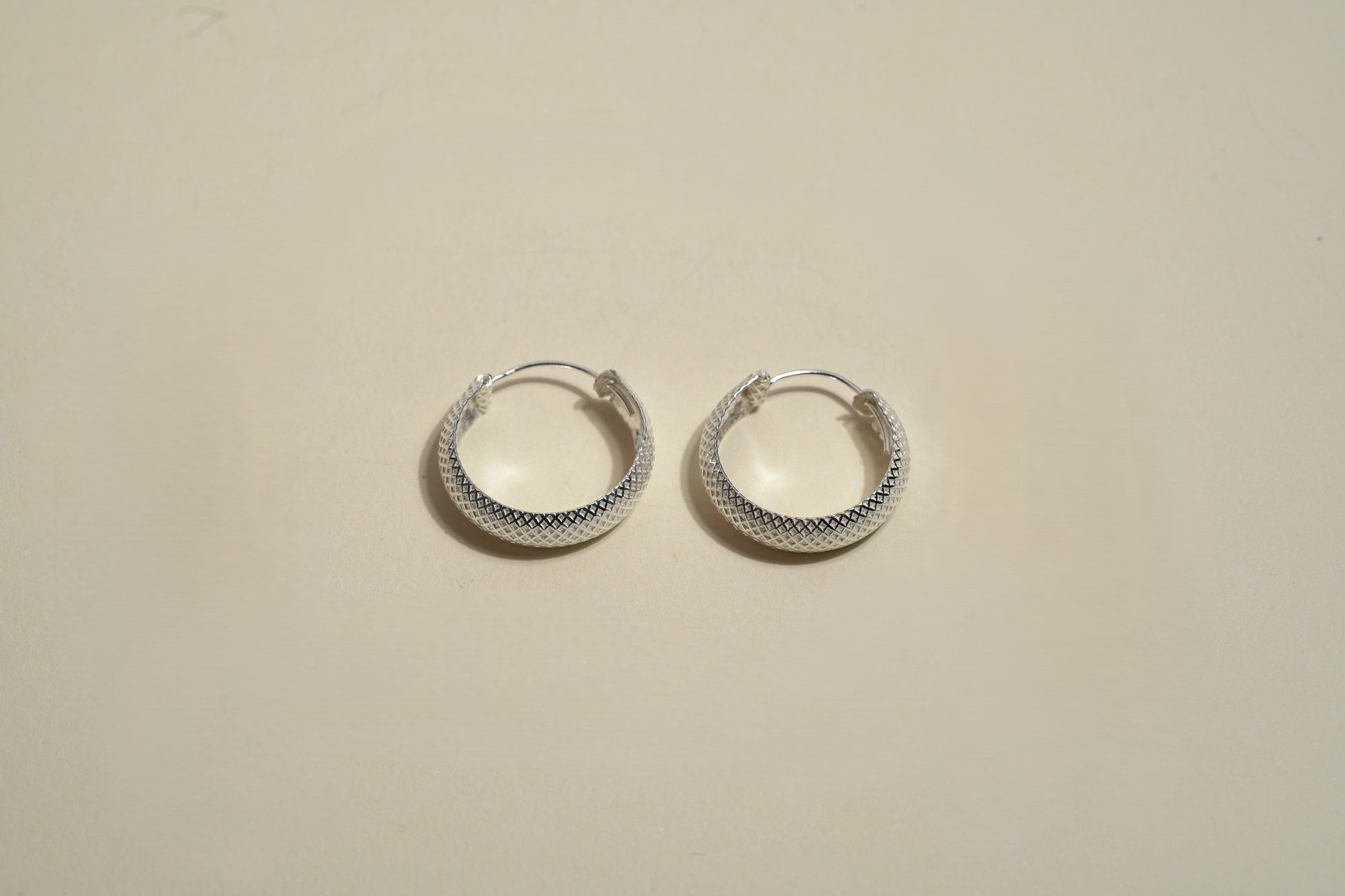 Silver Textured Hoop Earring - Griha Threads & Treasure