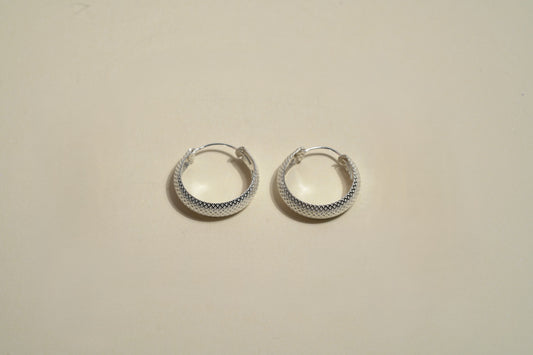Silver Textured Hoop Earring - Griha Threads & Treasure