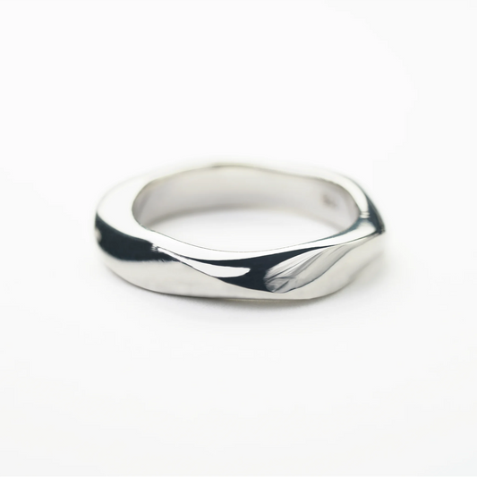 Abstract Sculpted Sterling Silver Band Ring