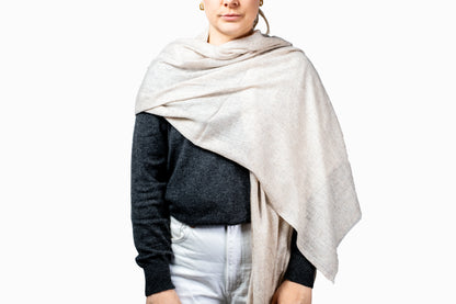 Beige Natural Pashmina Shawl Lightweight Everyday GRIHA