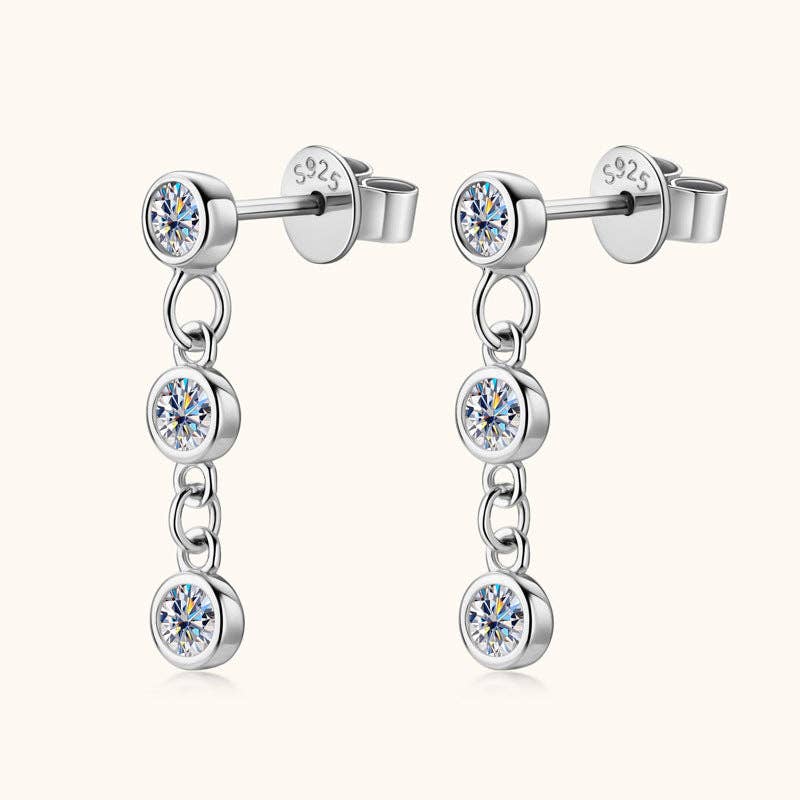 Moissanite bezel dangle drop earrings