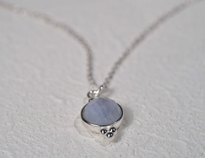 Detailed Blue Lace Agate Sterling Silver Necklace