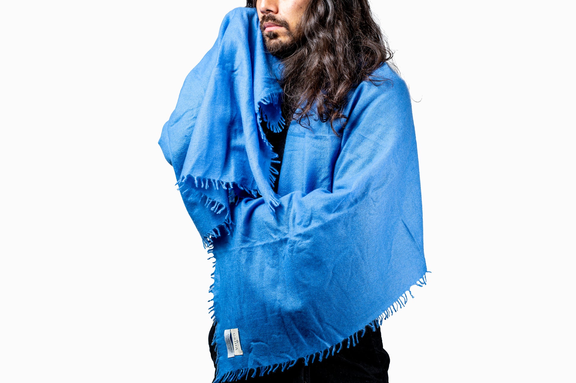 Blue Cashmere Shawl Unisex GRIHA
