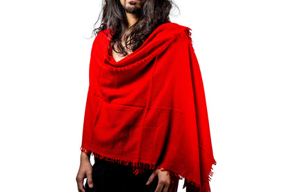 Bright Red Cashmere Shawl Scarf