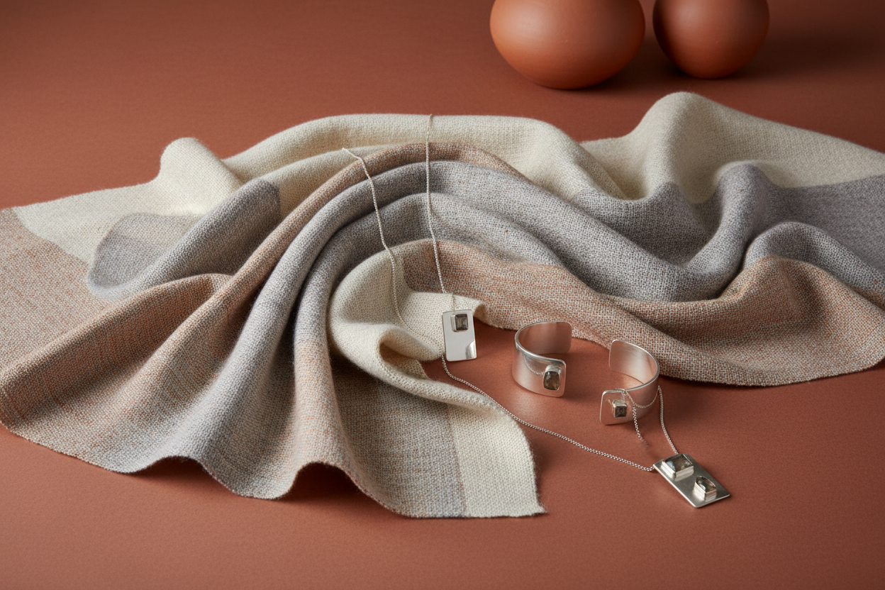 Cashmere Pashmina and Sterling Silver Gemstone Jewellery