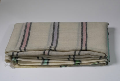 Cashmere Ring Shawl Cream with Rainbow Stripe