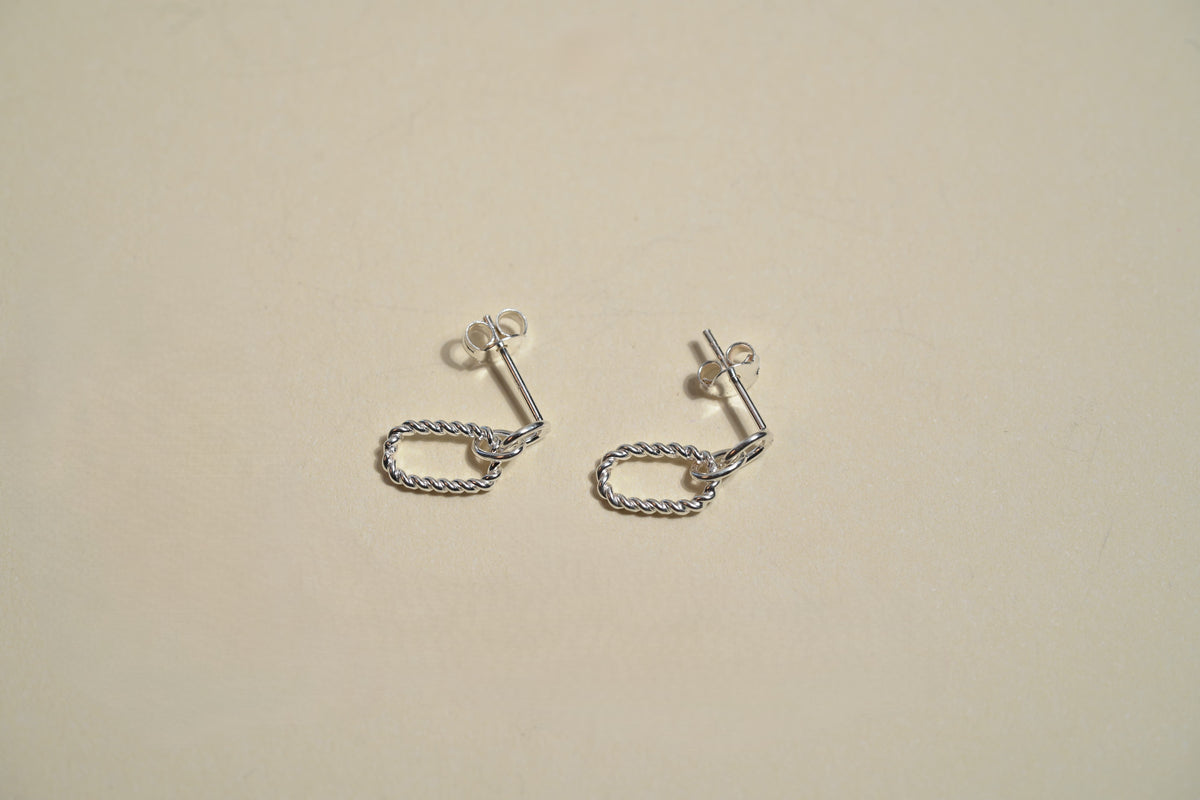 Simple Silver Drop Chain Earring - Griha Threads & Treasure
