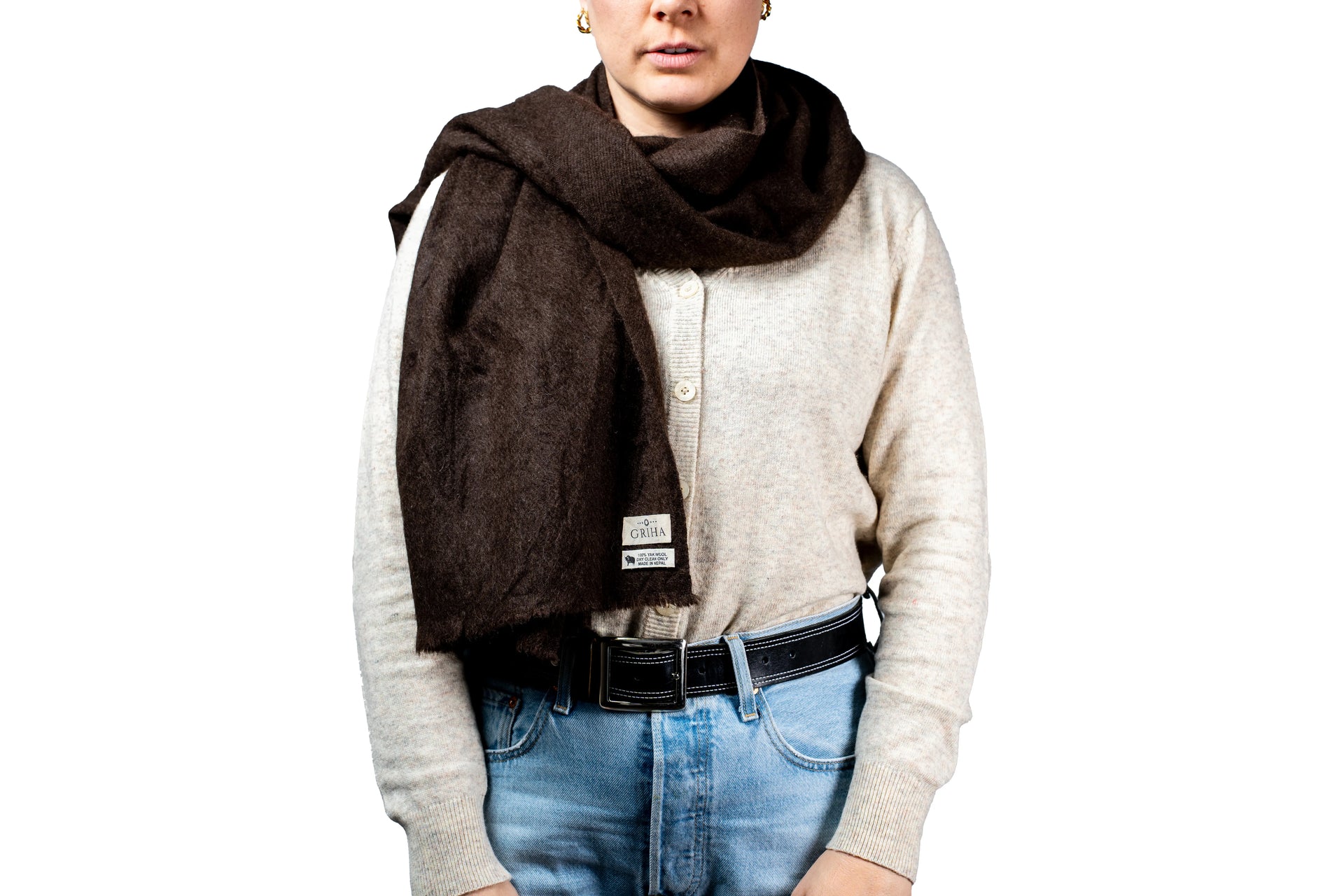 Chocolate Brown 100% Yak Wool Shawl – Luxury, Soft & Warm