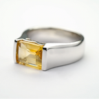 Sterling silver citrine gemstone ring with natural yellow stone