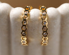 Gold Plated Honeycomb Hoop Earrings with Cubic Zirconia