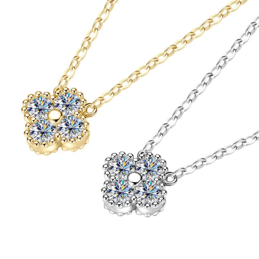 Clover Moissanite Necklace 0.4ct – Sterling Silver or Gold Plated
