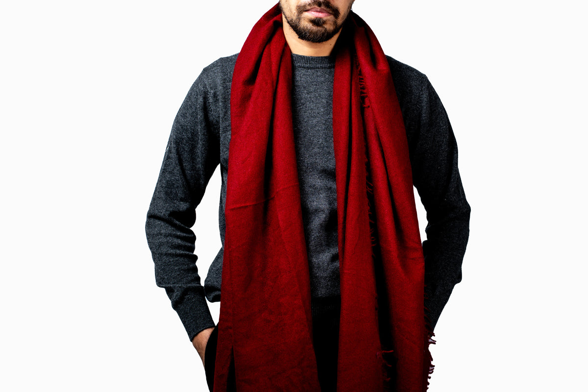 Red 100% Cashmere Shawl – Luxury Unisex Scarf
