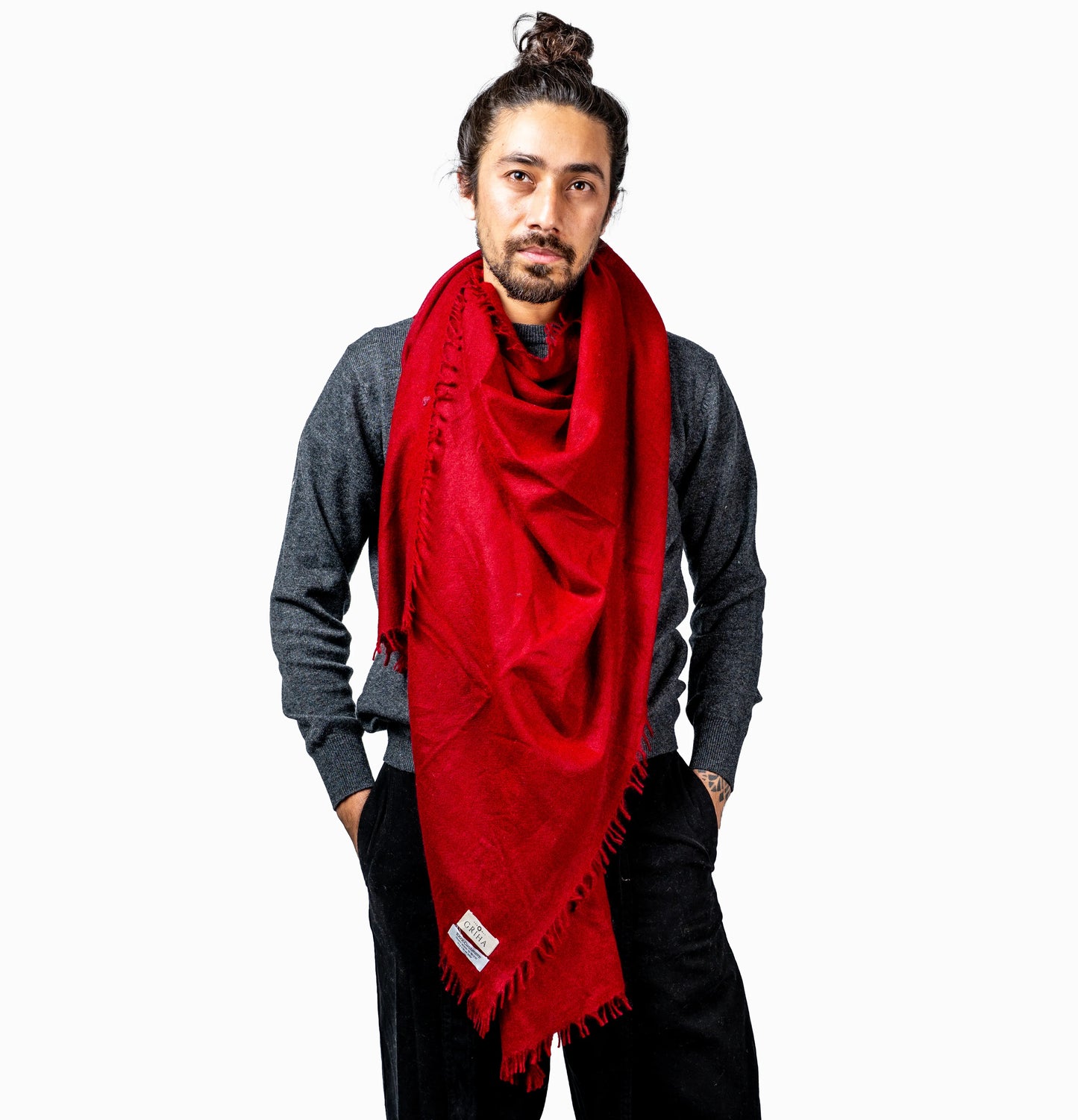 Red 100% Cashmere Shawl – Luxury Unisex Scarf