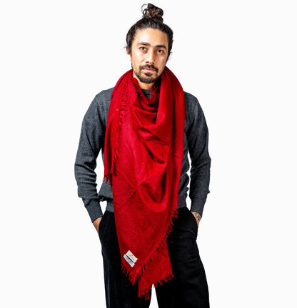 Red 100% Cashmere Shawl – Luxury Unisex Scarf