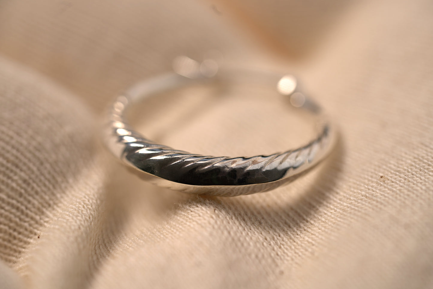 Silver Line Texture Hoop Earring - Griha Threads & Treasure