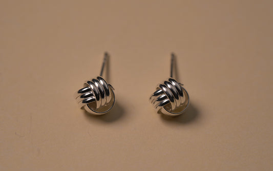 Silver Knot Stud Earrings - Griha Threads & Treasure