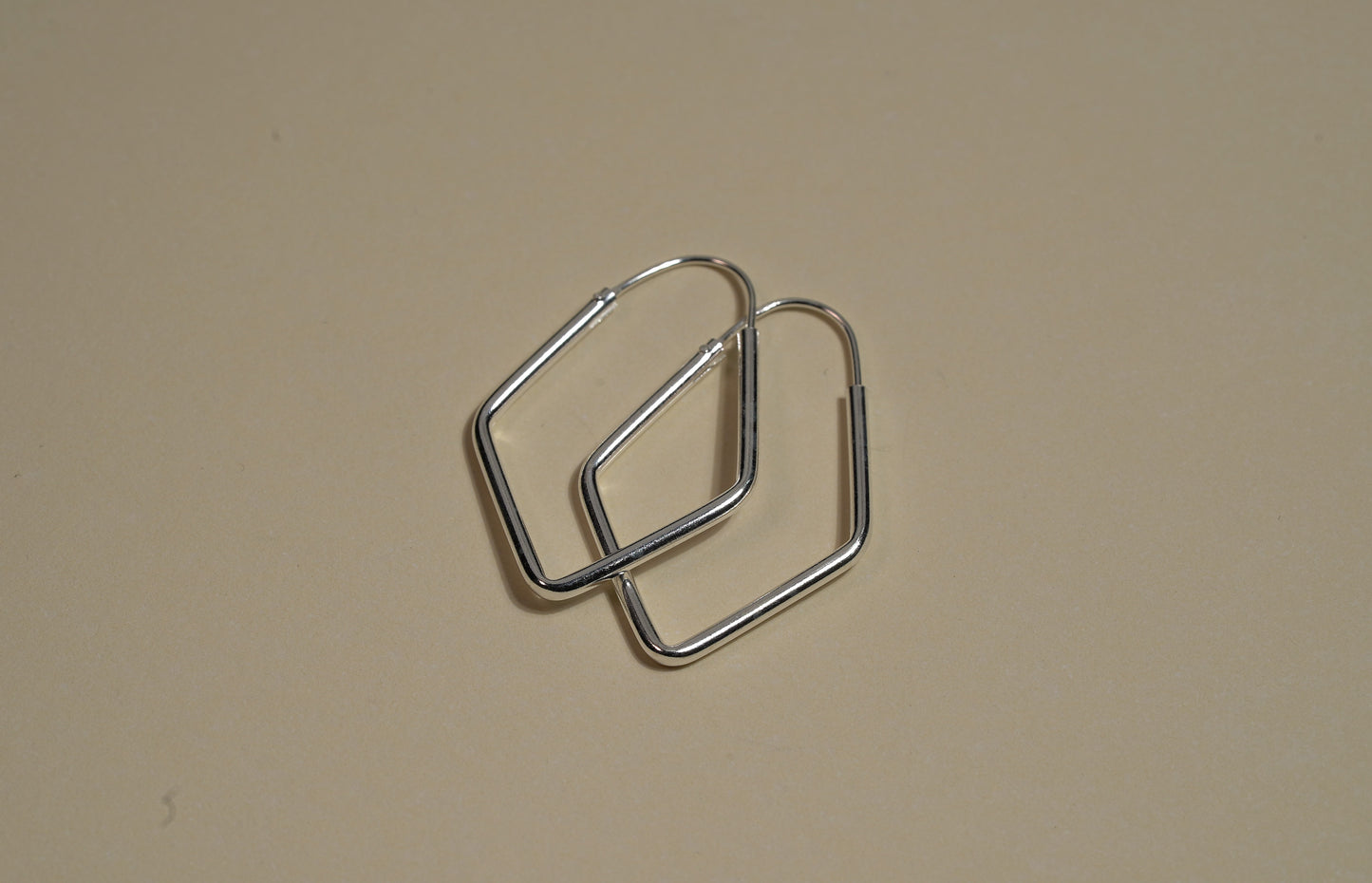 Silver Triangular Geometric Hoop Earrings - Griha Threads & Treasure