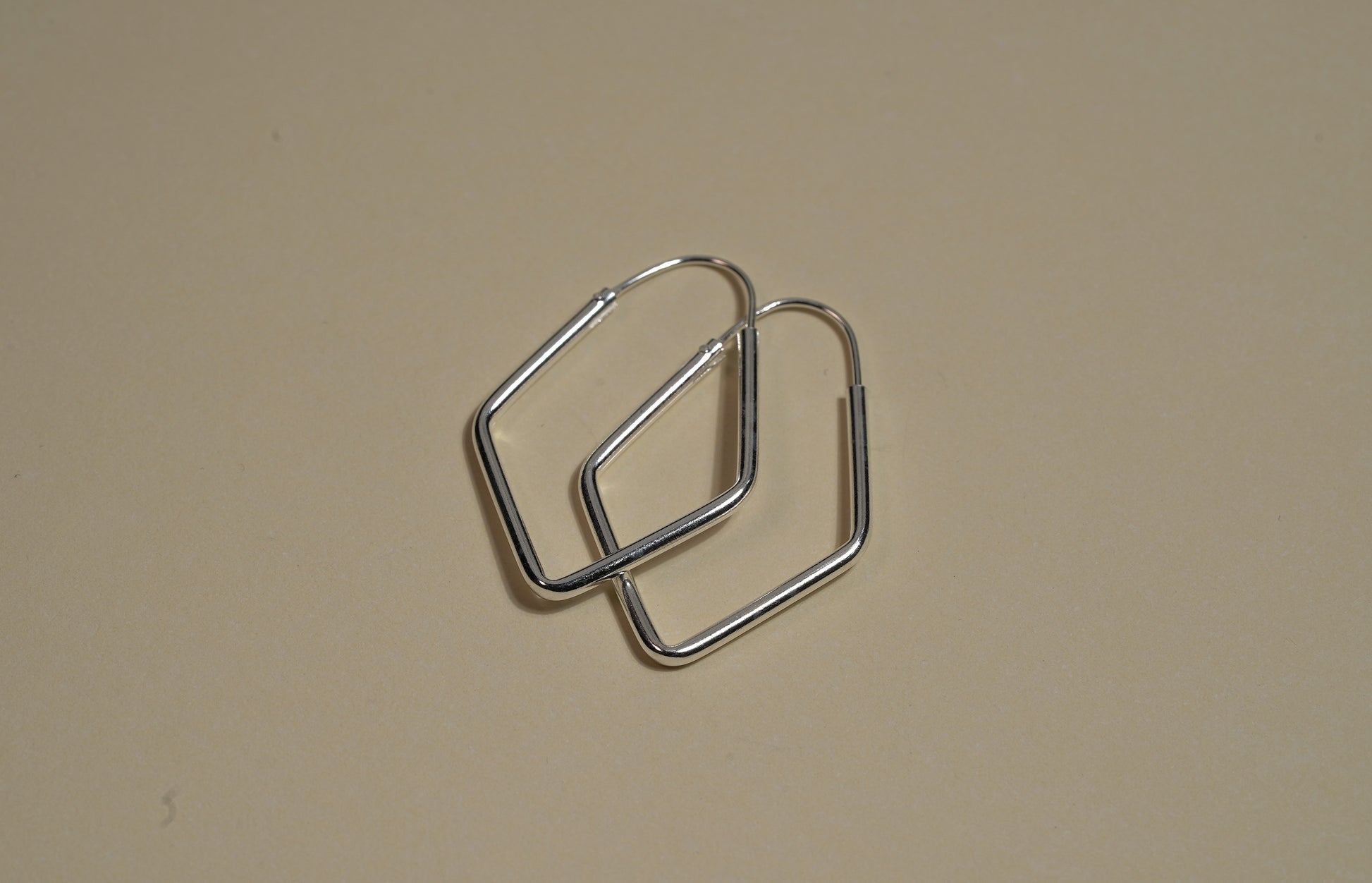 Silver Triangular Geometric Hoop Earrings - Griha Threads & Treasure