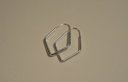 Silver Triangular Geometric Hoop Earrings - Griha Threads & Treasure